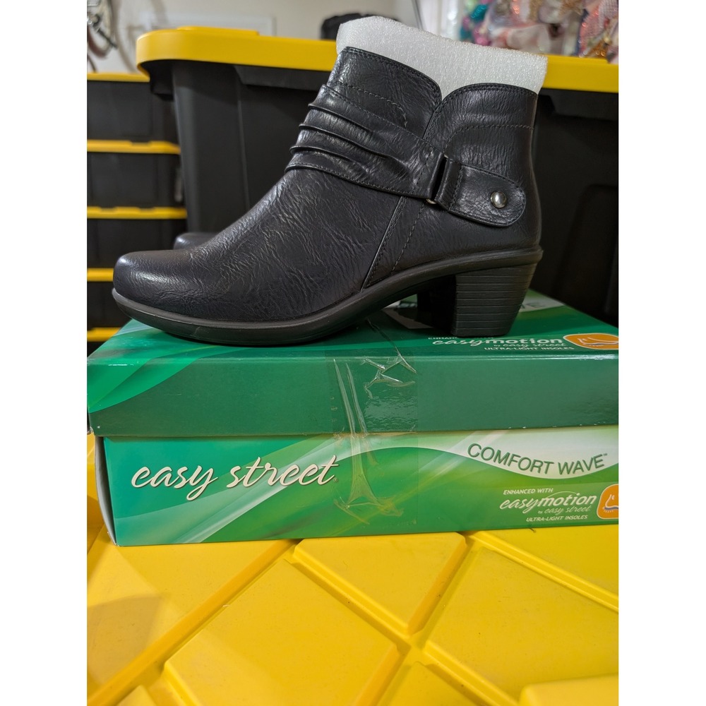 New Easy Street Damita Navy Blue Comfort Ankle Boots Womens 7.5 W Wide